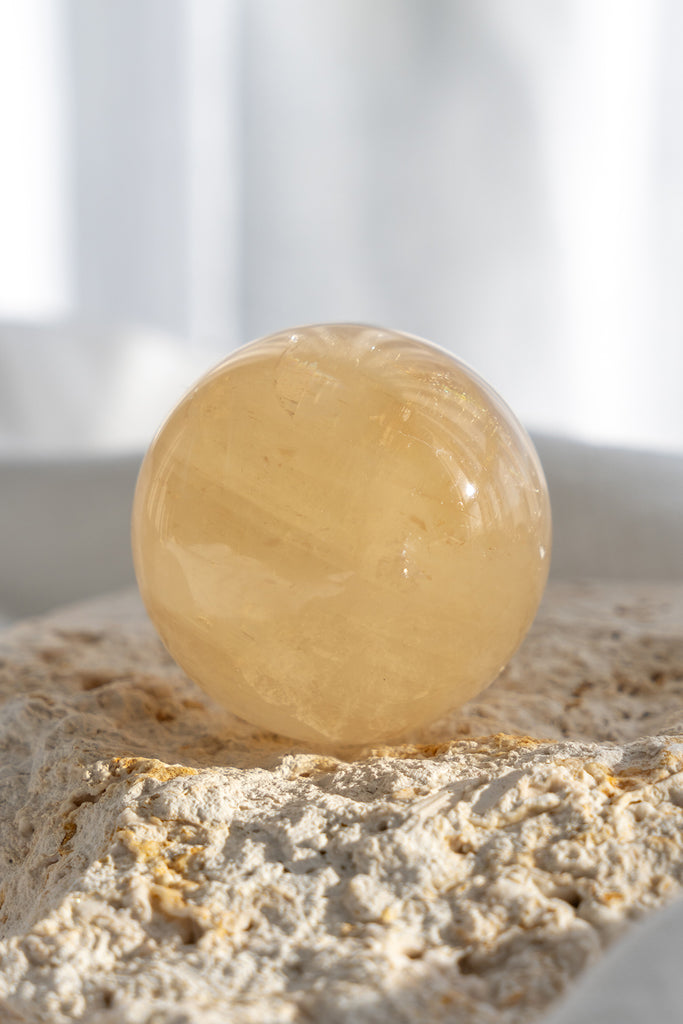 honey calcite sphere