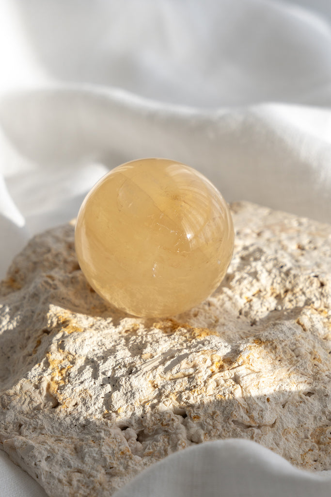 honey calcite sphere