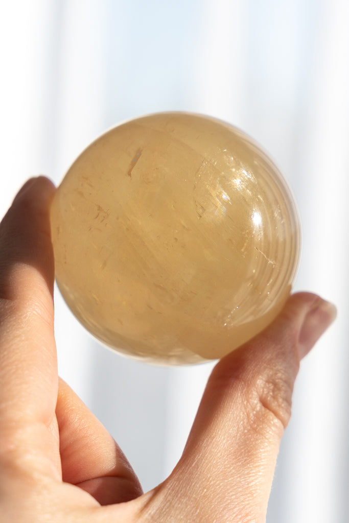 honey calcite sphere