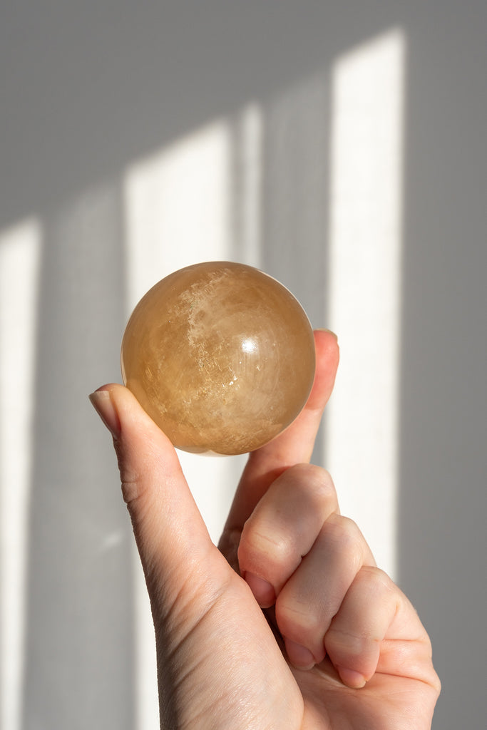 honey calcite sphere