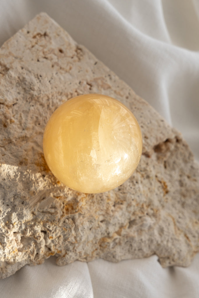 honey calcite sphere