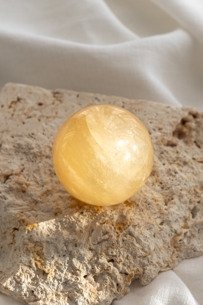 honey calcite sphere