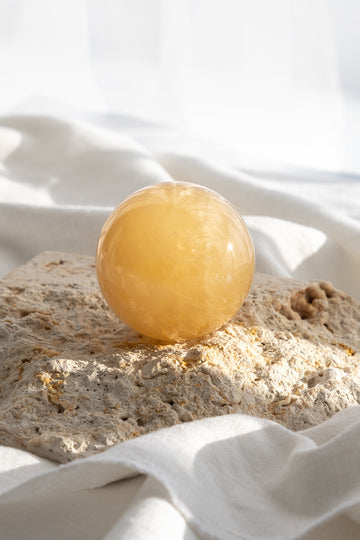 honey calcite sphere