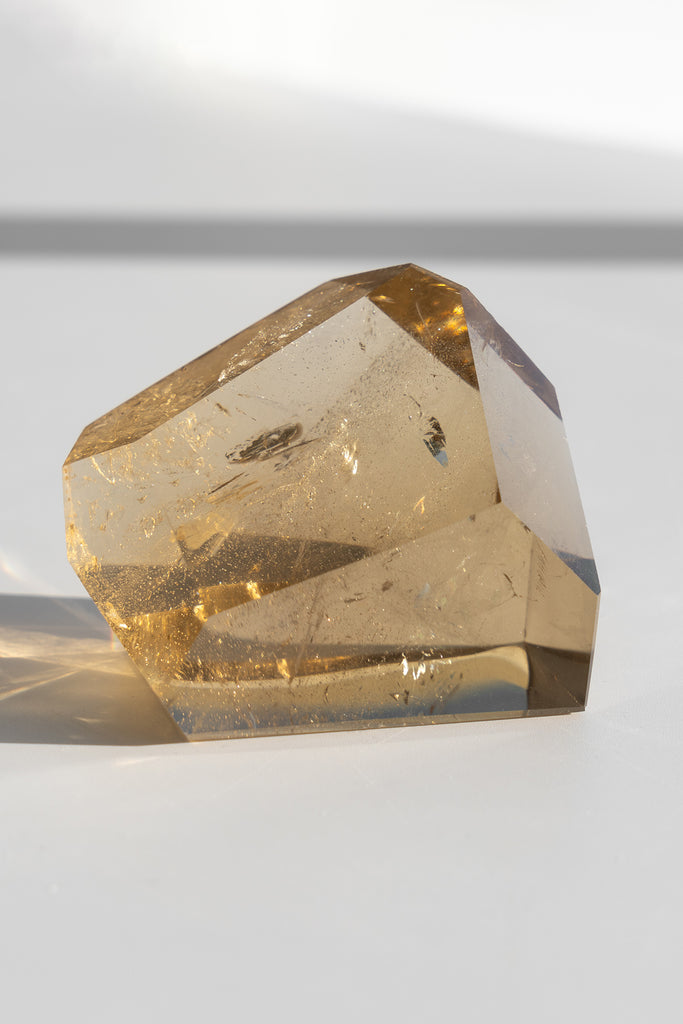 natural citrine faceted point crystal