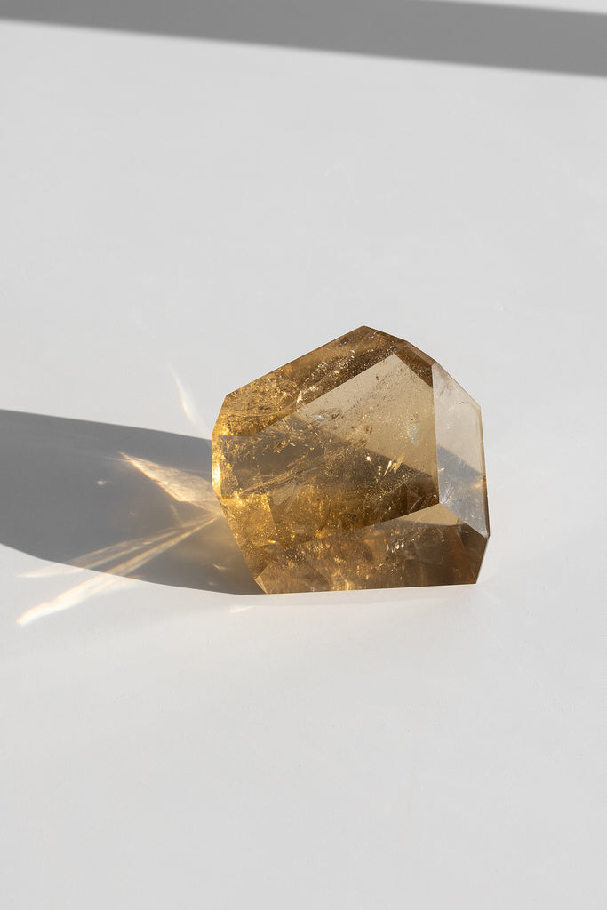 natural citrine faceted point crystal