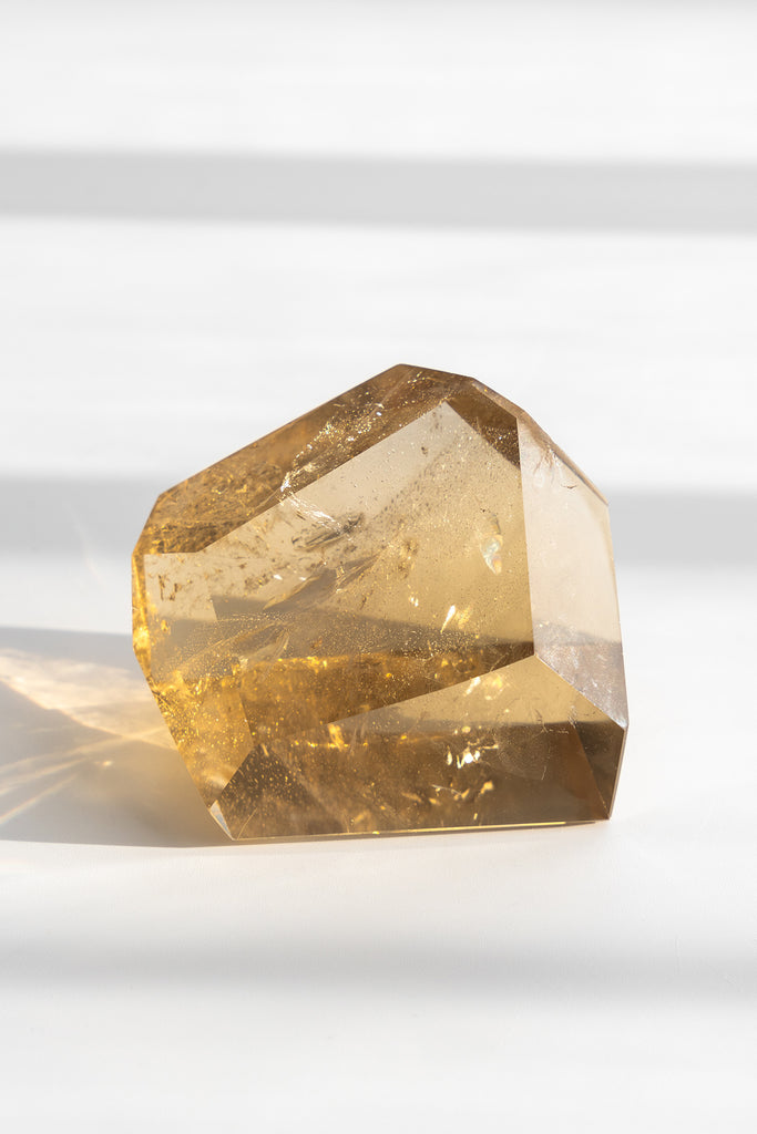 natural citrine faceted point crystal