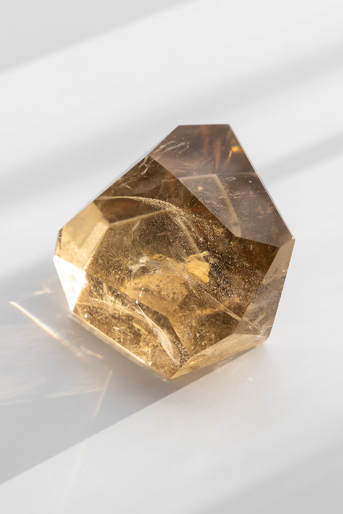 natural citrine faceted point crystal