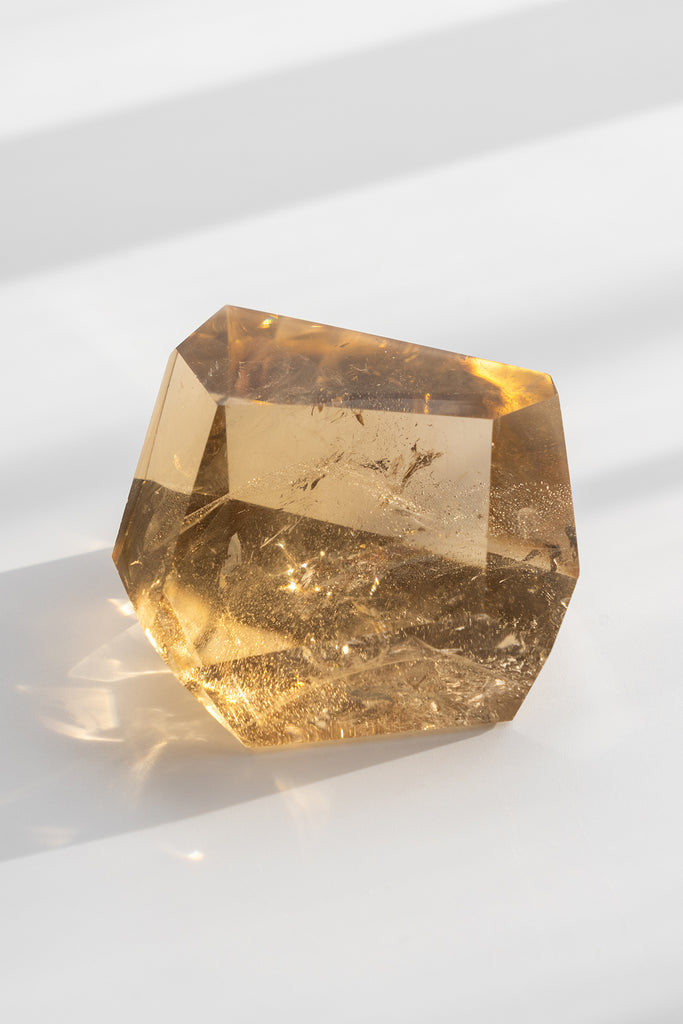 natural citrine faceted point crystal