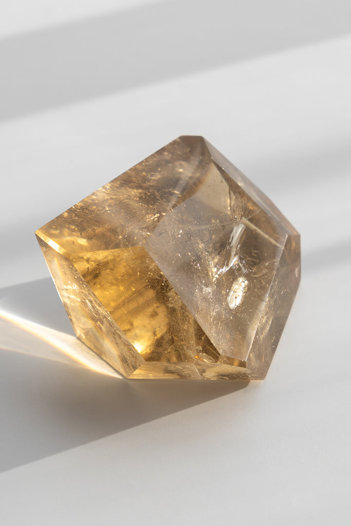 natural citrine faceted point crystal