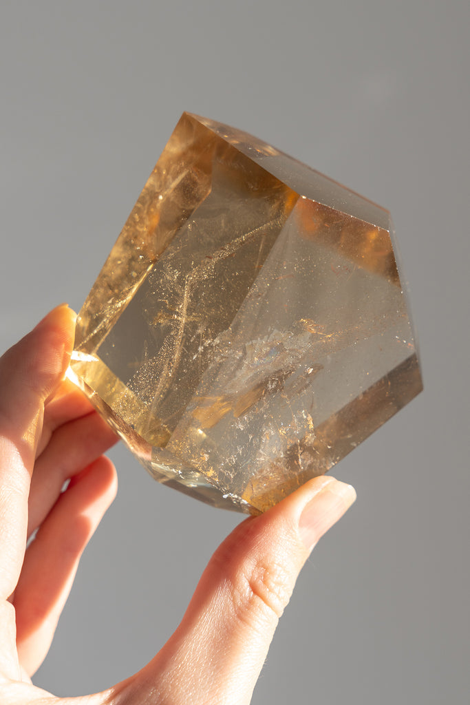 natural citrine faceted point crystal