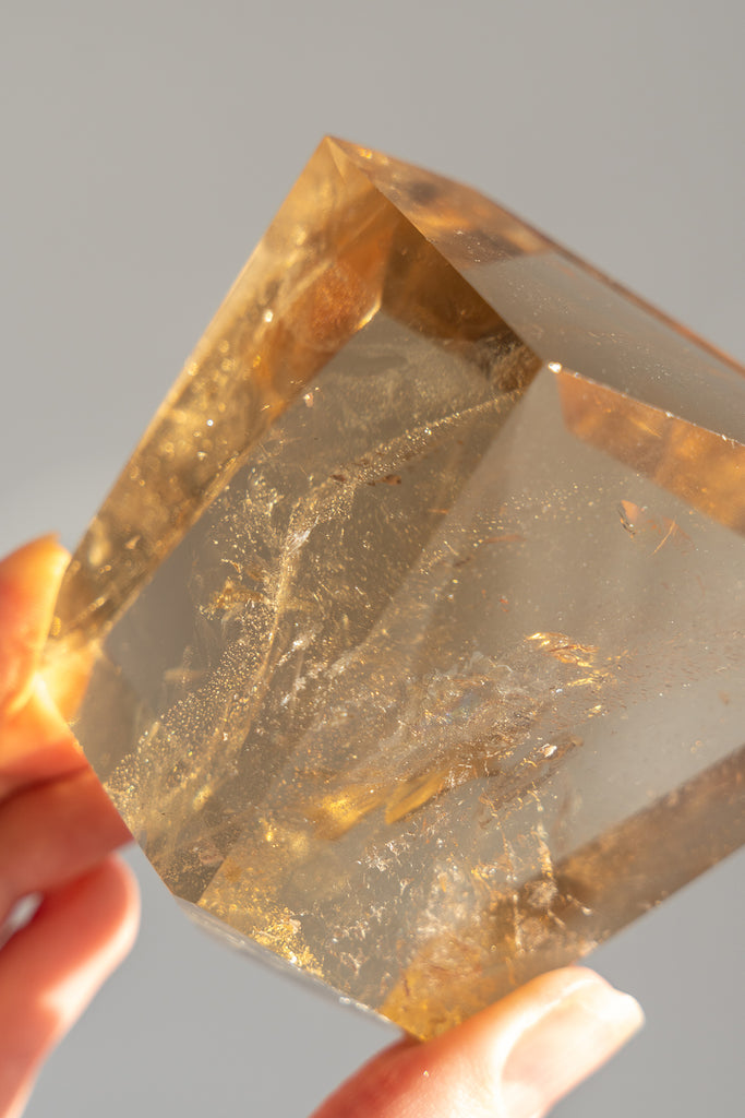 natural citrine faceted point crystal