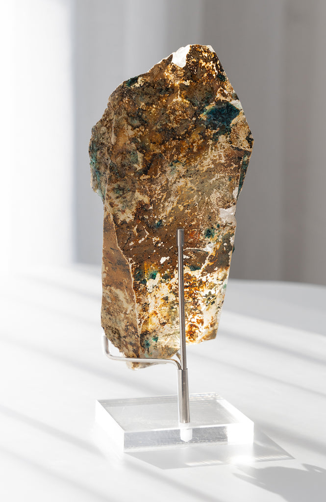 rare half Quartz point with Chrysocolla