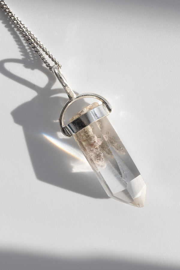 Included Quartz Point Sterling Silver Pendant Necklace #3