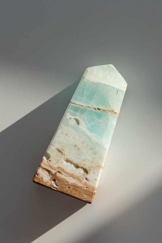Caribbean Blue Calcite Obelisk Tower