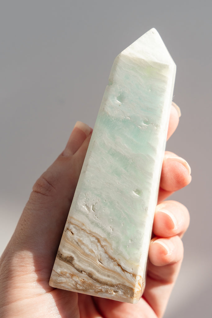 Caribbean Blue Calcite Obelisk Tower