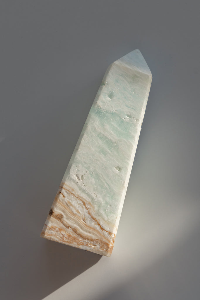 Caribbean Blue Calcite Obelisk Tower