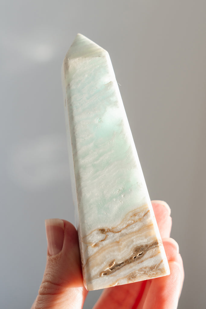 Caribbean Blue Calcite Obelisk Tower