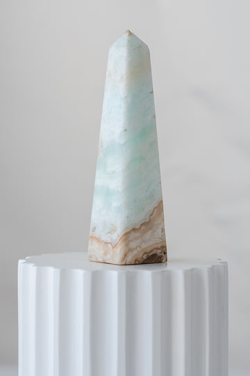 Caribbean Blue Calcite Obelisk Tower
