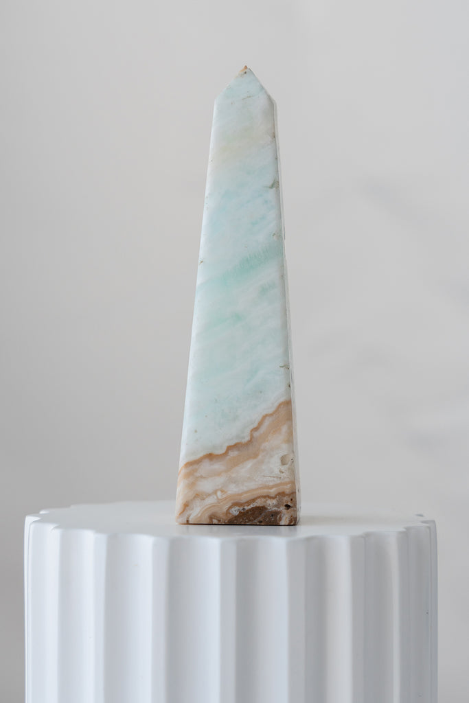 Caribbean Blue Calcite Obelisk Tower