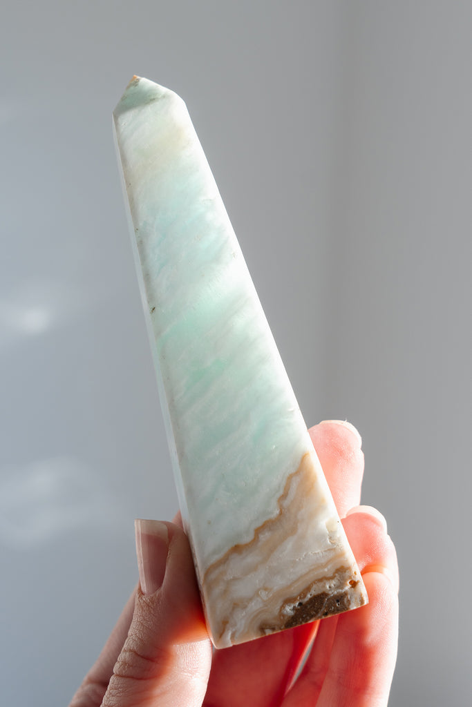 Caribbean Blue Calcite Obelisk Tower