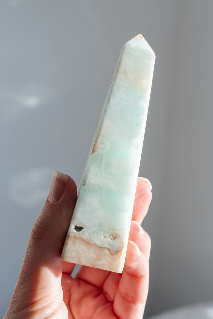 Caribbean Blue Calcite Obelisk Tower