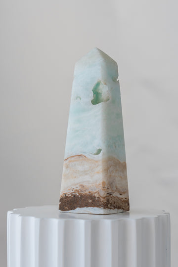 Caribbean Blue Calcite Obelisk Tower