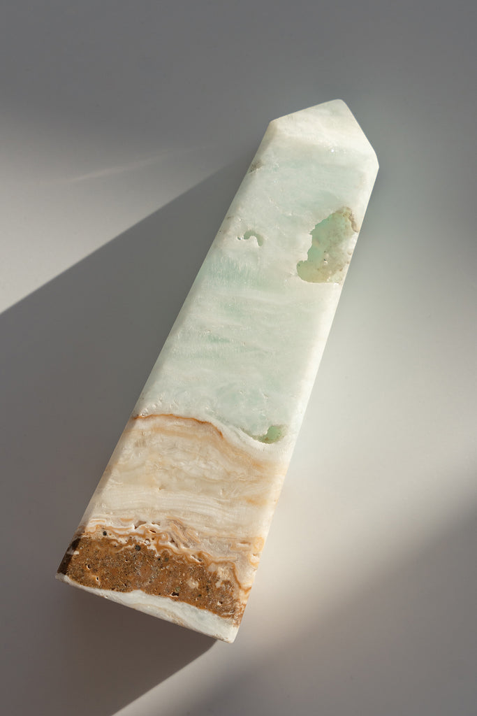 Caribbean Blue Calcite Obelisk Tower