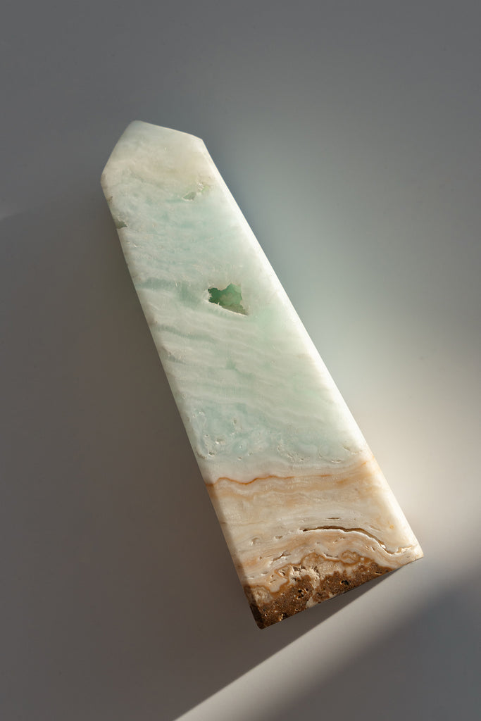 Caribbean Blue Calcite Obelisk Tower