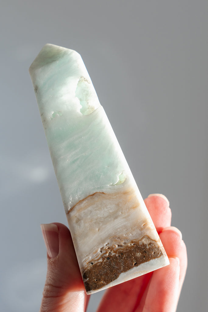 Caribbean Blue Calcite Obelisk Tower