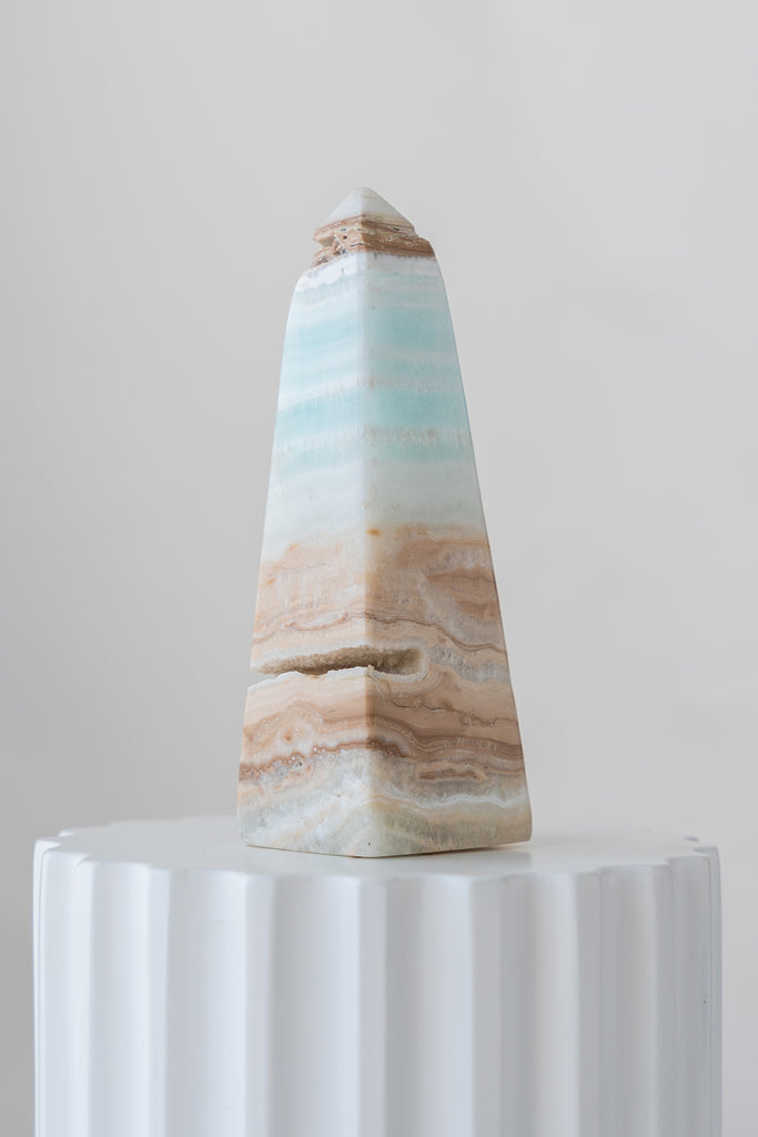 Caribbean Blue Calcite Obelisk Tower