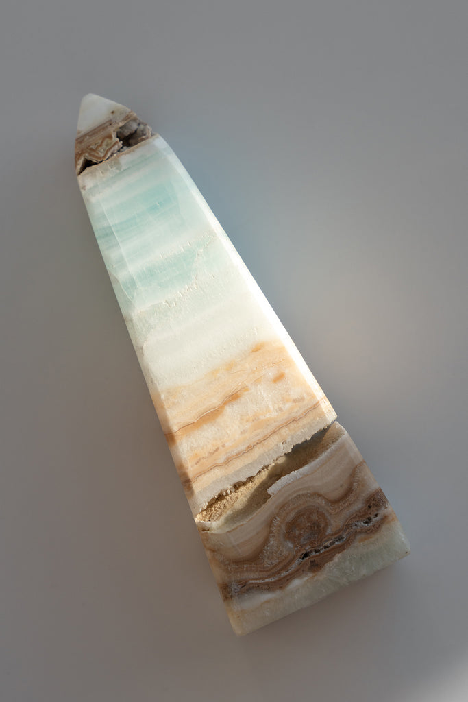 Caribbean Blue Calcite Obelisk Tower