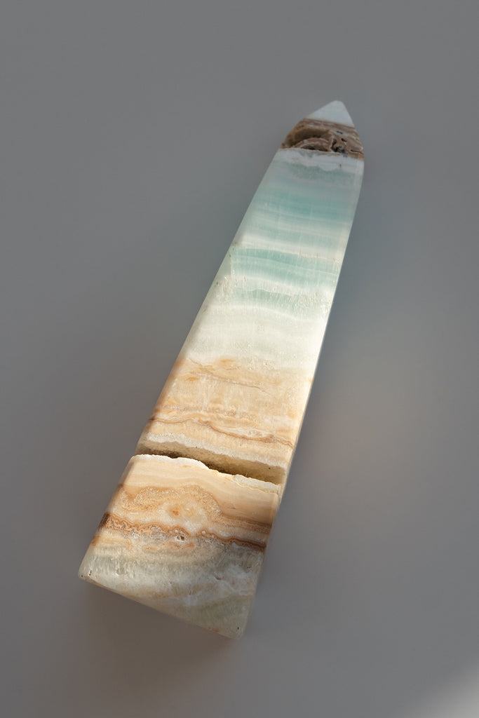 Caribbean Blue Calcite Obelisk Tower