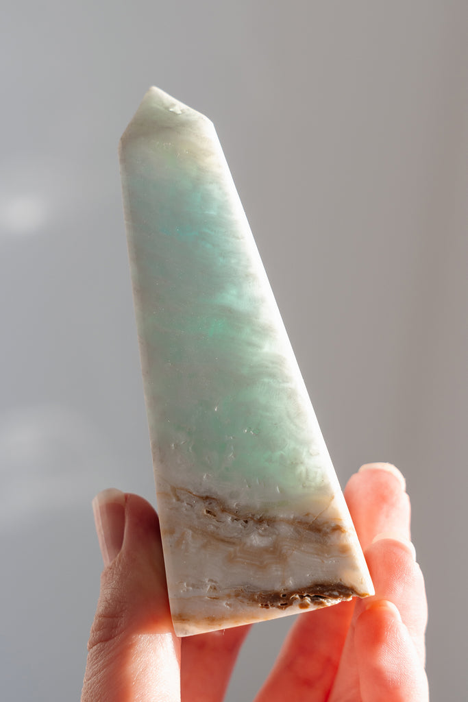 Caribbean Blue Calcite Obelisk Tower