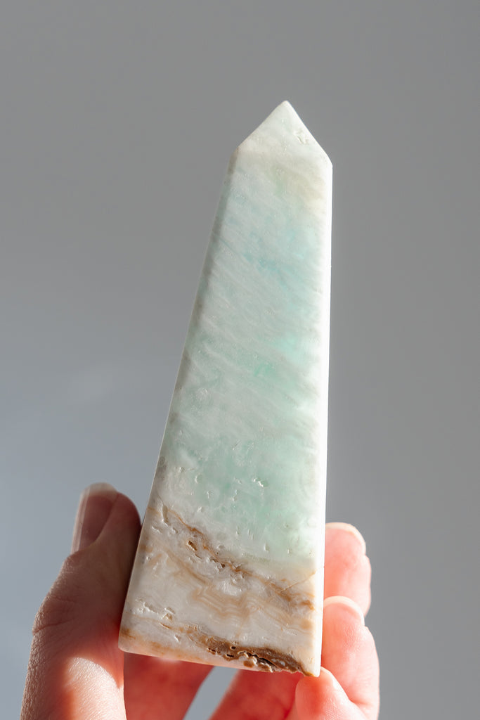Caribbean Blue Calcite Obelisk Tower