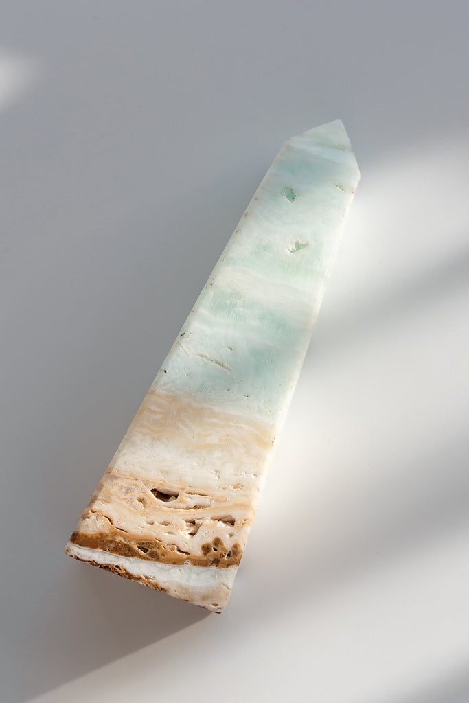 Caribbean Blue Calcite Obelisk Tower