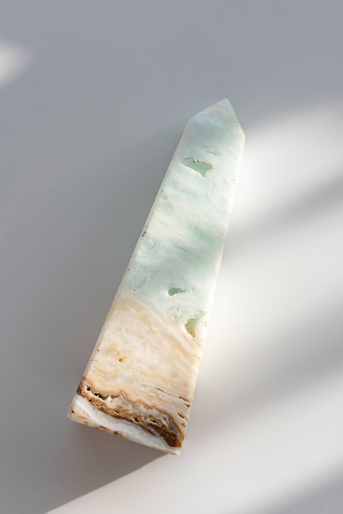 Caribbean Blue Calcite Obelisk Tower