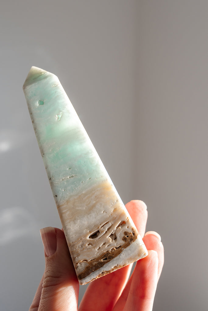 Caribbean Blue Calcite Obelisk Tower