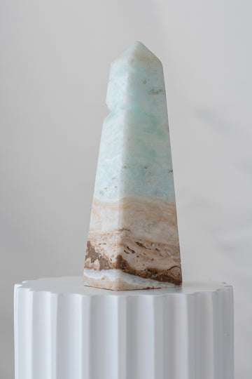 Caribbean Blue Calcite Obelisk Tower