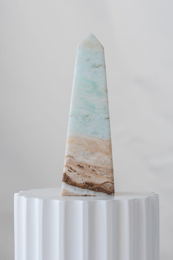 Caribbean Blue Calcite Obelisk Tower