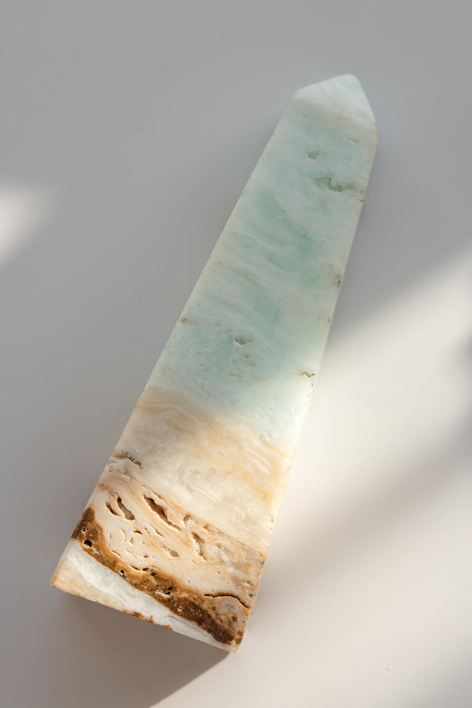 Caribbean Blue Calcite Obelisk Tower