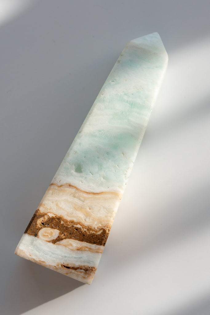 Caribbean Blue Calcite Obelisk Tower