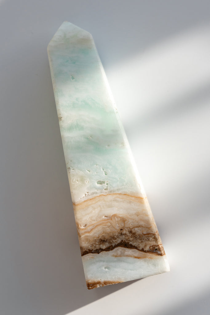 Caribbean Blue Calcite Obelisk Tower