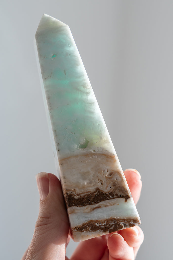Caribbean Blue Calcite Obelisk Tower