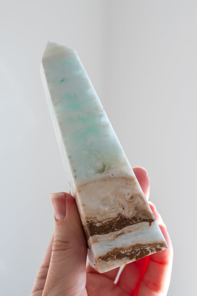 Caribbean Blue Calcite Obelisk Tower