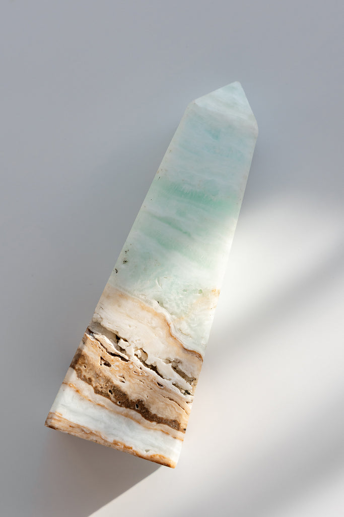 Caribbean Blue Calcite Obelisk Tower
