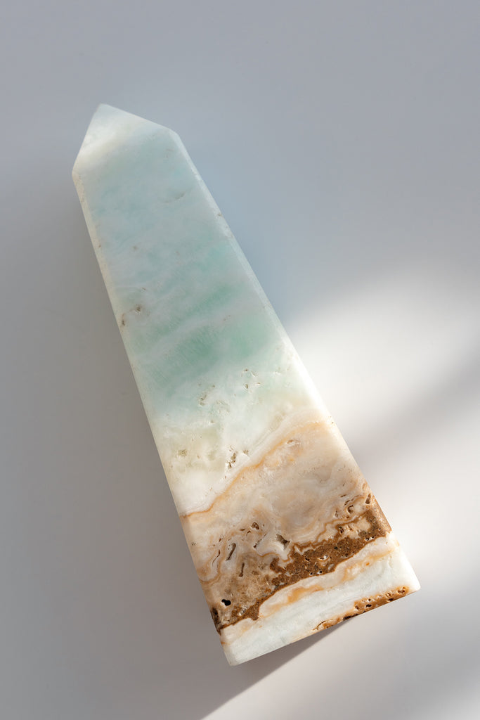 Caribbean Blue Calcite Obelisk Tower
