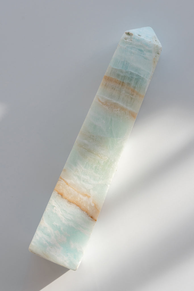 Caribbean Blue Calcite Obelisk Tower