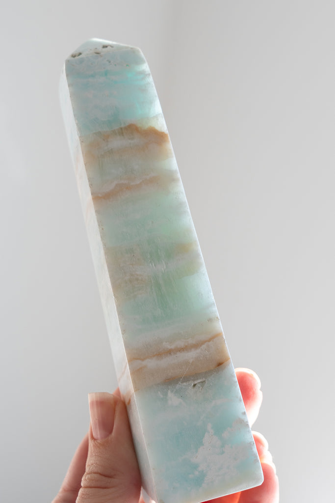 Caribbean Blue Calcite Obelisk Tower