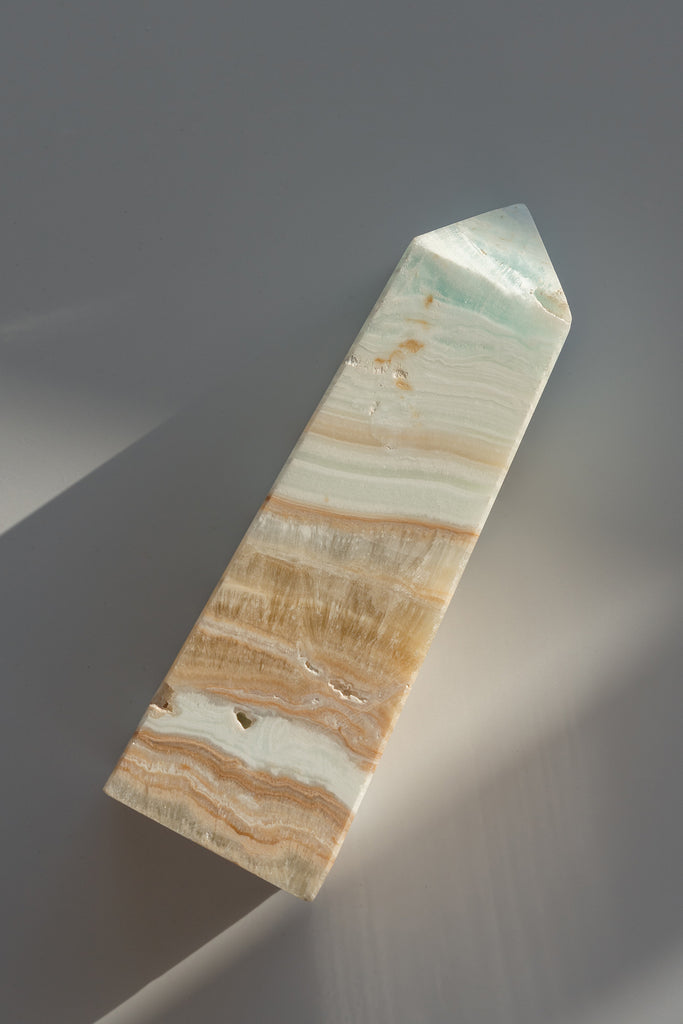 Caribbean Blue Calcite Obelisk Tower