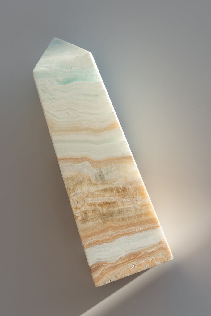 Caribbean Blue Calcite Obelisk Tower